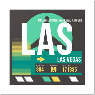 Las Vegas (LAS) Airport // Retro Sunset Baggage Tag Posters and Art